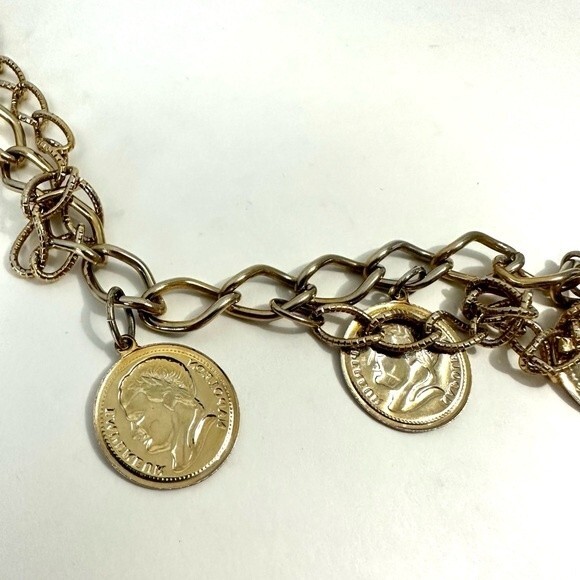 Gold Coin Vintage Chain Link Belt One Size - Picture 6 of 7